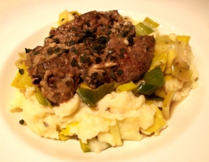 Day 5 supper - Braised liver and leek mash