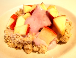 Day 10: Apple and cherry yoghurt oats.