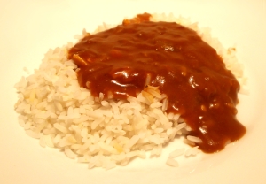 Day 31 Supper: Microwave Chicken Madras with Rice